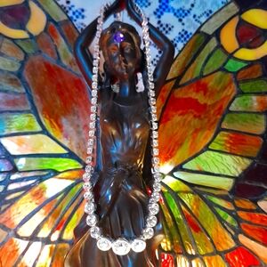 NWT Y2K Monet Silvertone & Rhinestone Iced-Out Adjustable Necklace